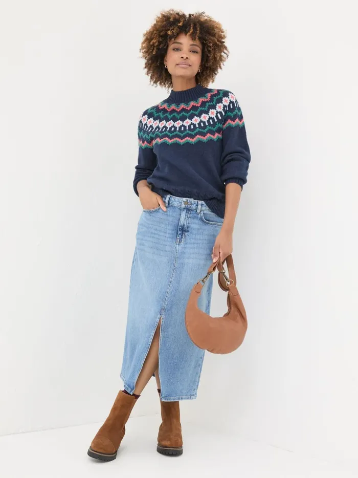Women Knitwear Fat Face Navy Emma Fairisle Jumper Women Knitwear Fat Face Navy Emma Fairisle Jumper