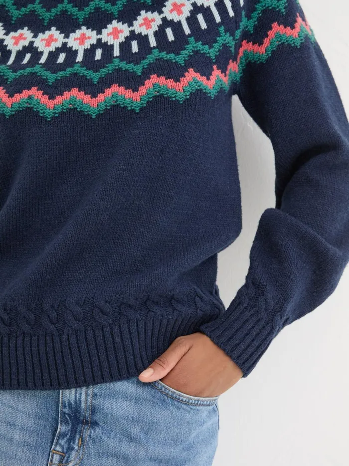 Women Knitwear Fat Face Navy Emma Fairisle Jumper Women Knitwear Fat Face Navy Emma Fairisle Jumper