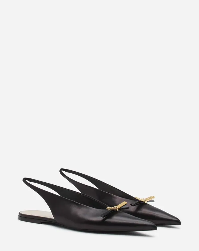 Women Lanvin Ballerinas Lanvin Bow Leather Slingback Black