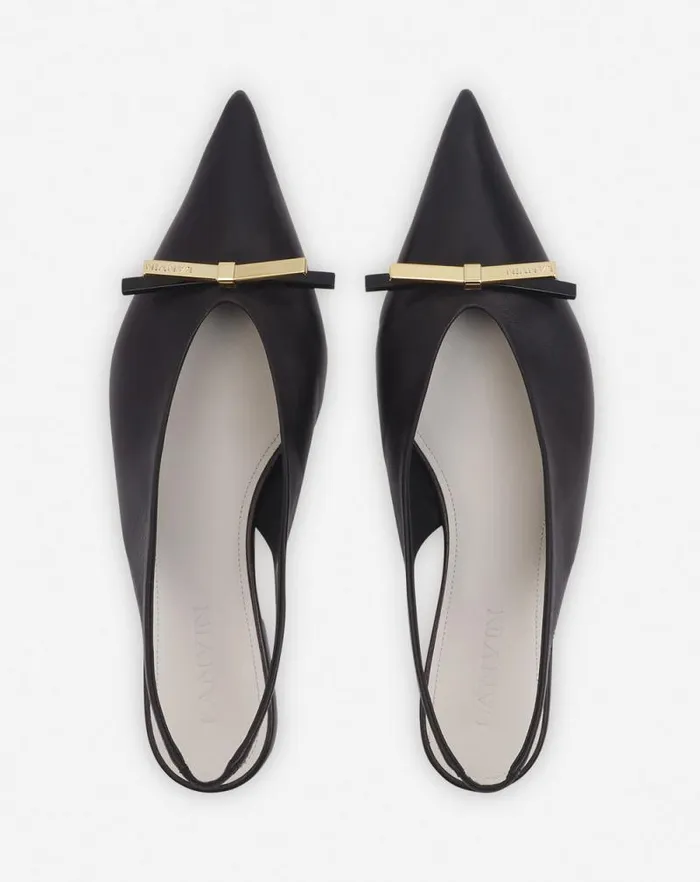 Women Lanvin Ballerinas Lanvin Bow Leather Slingback Black