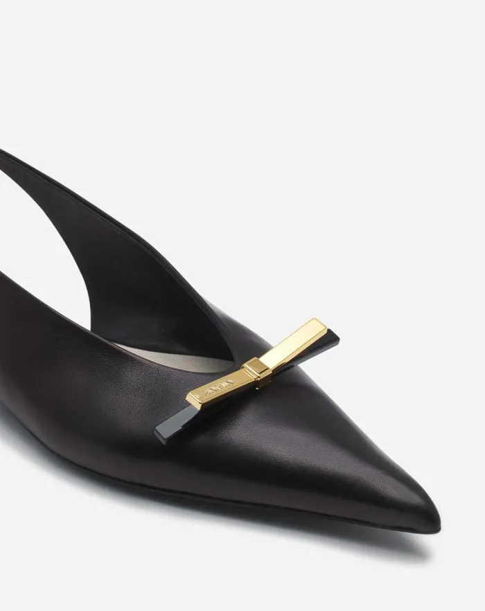Women Lanvin Ballerinas Lanvin Bow Leather Slingback Black