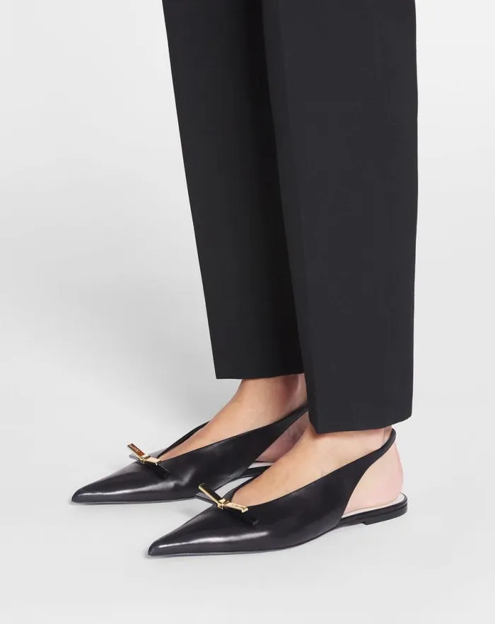 Women Lanvin Ballerinas Lanvin Bow Leather Slingback Black