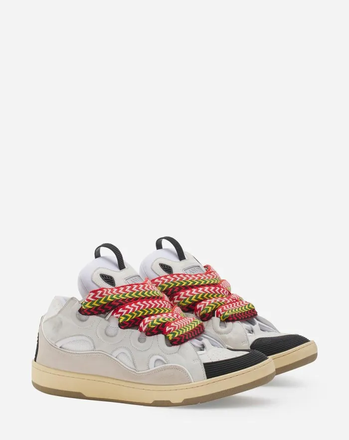 Women Lanvin Curb Leather Curb Sneakers White Women Lanvin Curb Leather Curb Sneakers White