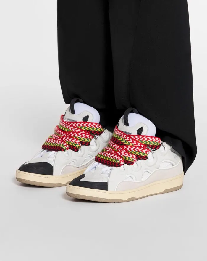 Women Lanvin Curb Leather Curb Sneakers White Women Lanvin Curb Leather Curb Sneakers White