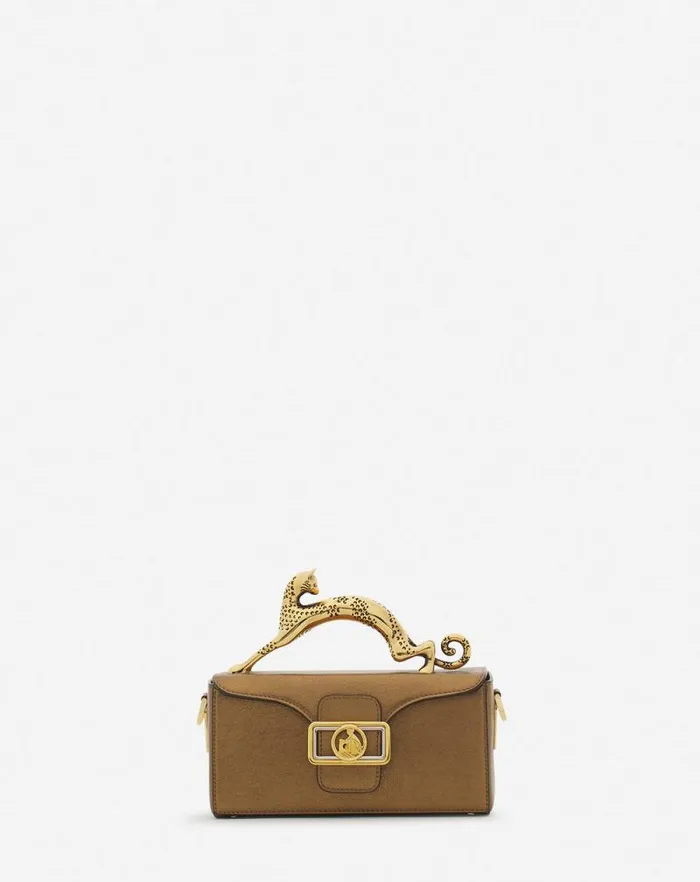 Women Lanvin Mini Bags and Clutches Nano Pencil Cat Bag In Metallic Grained Leather Bronze Women Lanvin Mini Bags and Clutches Nano Pencil Cat Bag In Metallic Grained Leather Bronze