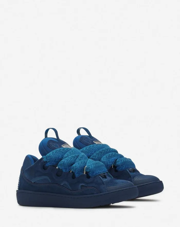 Women Lanvin Sneakers Curb Leather Sneakers Petrol Blue Women Lanvin Sneakers Curb Leather Sneakers Petrol Blue