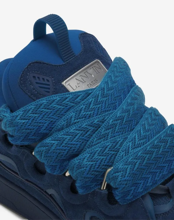 Women Lanvin Sneakers Curb Leather Sneakers Petrol Blue Women Lanvin Sneakers Curb Leather Sneakers Petrol Blue