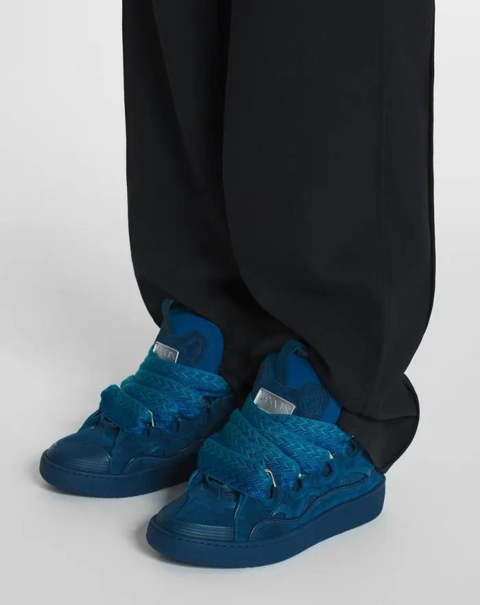 Women Lanvin Sneakers Curb Leather Sneakers Petrol Blue Women Lanvin Sneakers Curb Leather Sneakers Petrol Blue