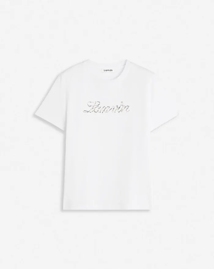 Women Lanvin TShirts and Sweatshirts Lanvin Bead Embroidered Tshirt Optic White