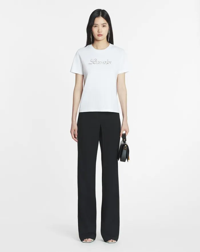 Women Lanvin TShirts and Sweatshirts Lanvin Bead Embroidered Tshirt Optic White Women Lanvin TShirts and Sweatshirts Lanvin Bead Embroidered Tshirt Optic White
