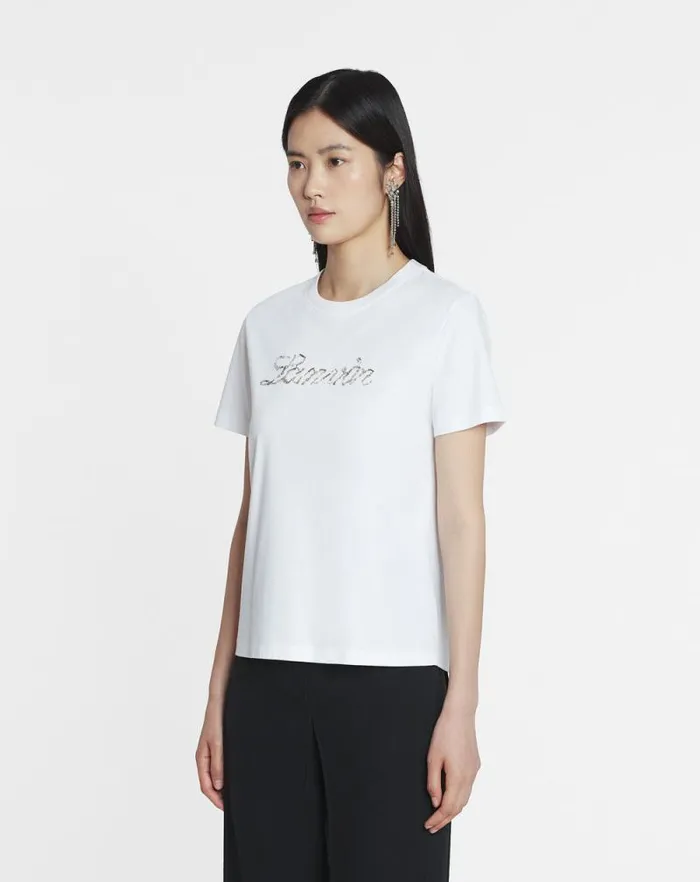 Women Lanvin TShirts and Sweatshirts Lanvin Bead Embroidered Tshirt Optic White Women Lanvin TShirts and Sweatshirts Lanvin Bead Embroidered Tshirt Optic White