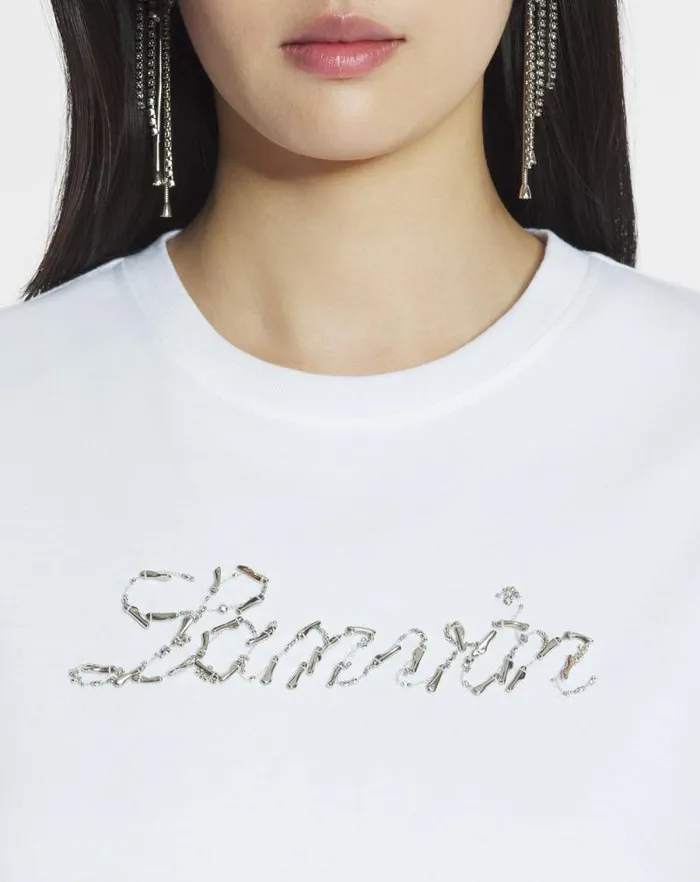 Women Lanvin TShirts and Sweatshirts Lanvin Bead Embroidered Tshirt Optic White Women Lanvin TShirts and Sweatshirts Lanvin Bead Embroidered Tshirt Optic White