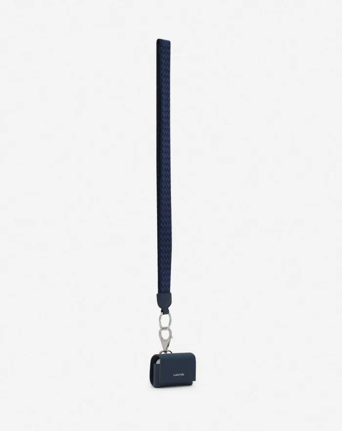 Women Lanvin Wallets and Small Leather Goods Lanvin Signature Leather Case For Airpods Pro Petrol Blue Women Lanvin Wallets and Small Leather Goods Lanvin Signature Leather Case For Airpods Pro Petrol Blue