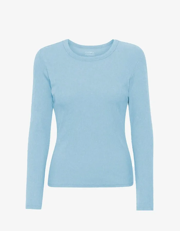 Women Long Sleeve Tops Colorful Standard Women Organic Rib LS TShirt Seaside Blue
