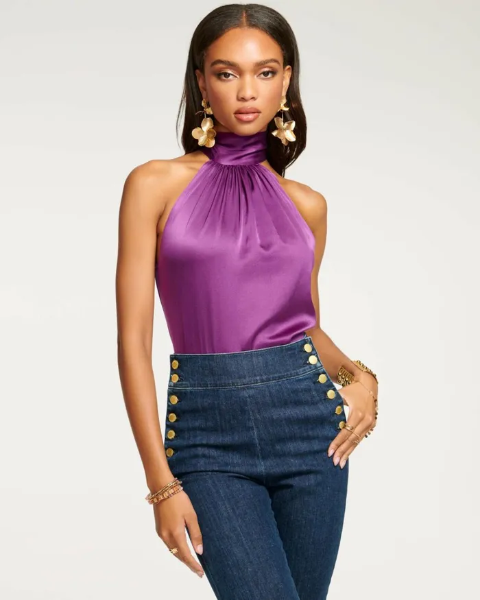 Women Lori High Neck Tank Top Slate Grey Ramy Brook Tops Women Lori High Neck Tank Top Slate Grey Ramy Brook Tops