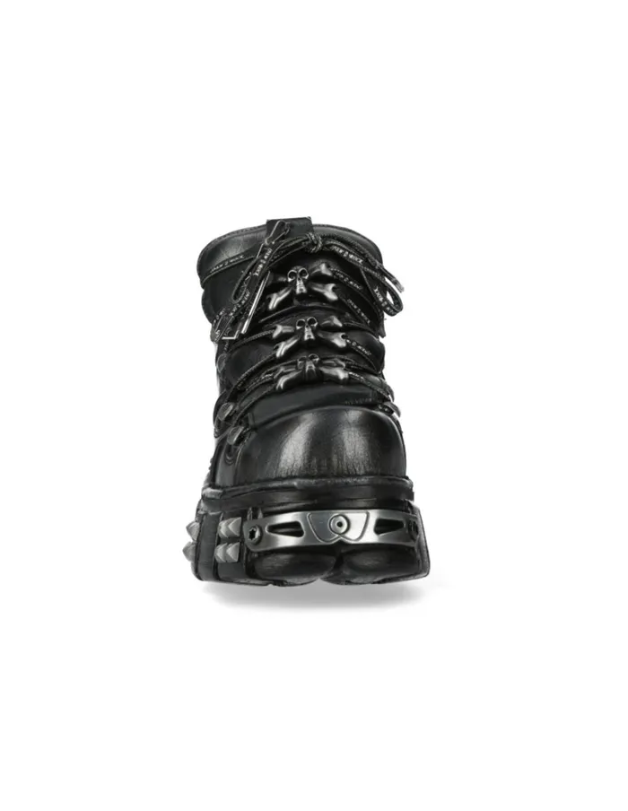 WomenMen Ankle Boot Black Tower With Laces M106phscV2 New Rock Booties WomenMen Ankle Boot Black Tower With Laces M106phscV2 New Rock Booties
