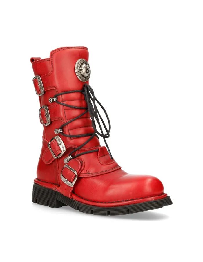 WomenMen Boot Red Planing With Laces M1473S12 New Rock Boots WomenMen Boot Red Planing With Laces M1473S12 New Rock Boots