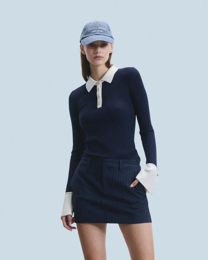 Women Merino Wool Sweaters From Future Polo Sweater Navy