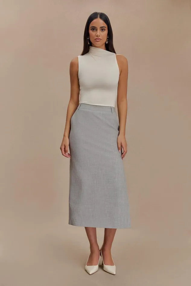 Women Meshki Bottoms Ambrose Midi Skirt 8211 Charcoal Marle