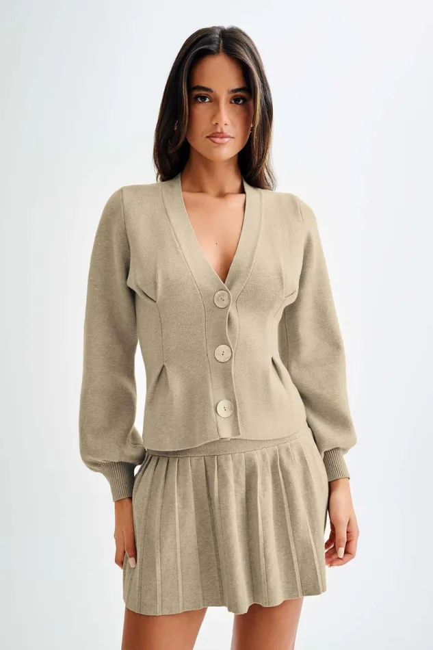 Women Meshki Bottoms Beverly Knit Cinched Cardigan 8211 Oak