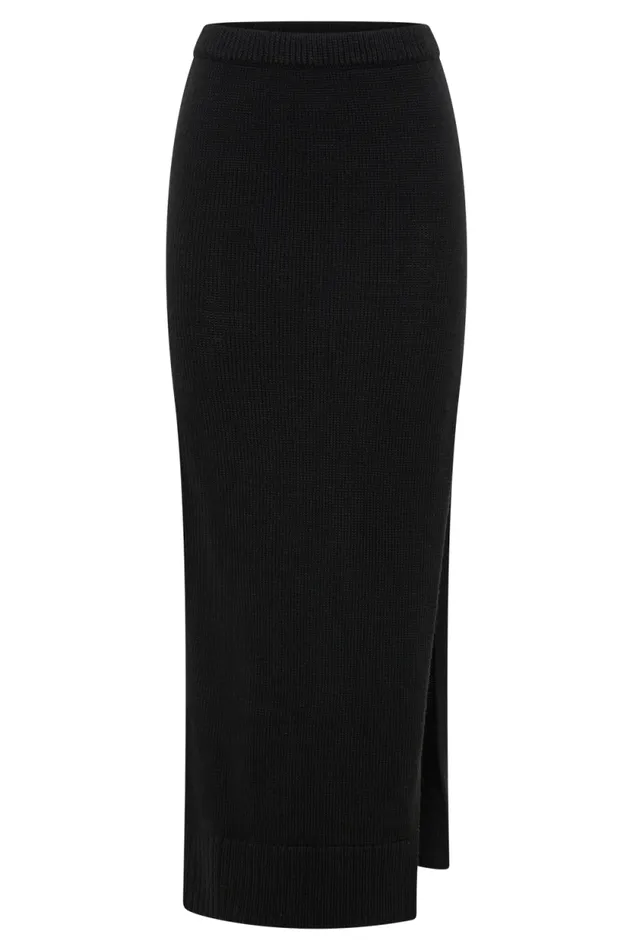 Women Meshki Bottoms Brittany Knit Midi Skirt 8211 Black