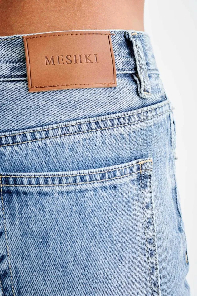 Women Meshki Bottoms Janine High Waisted Straight Leg Jeans 8211 Washed Mid Blue