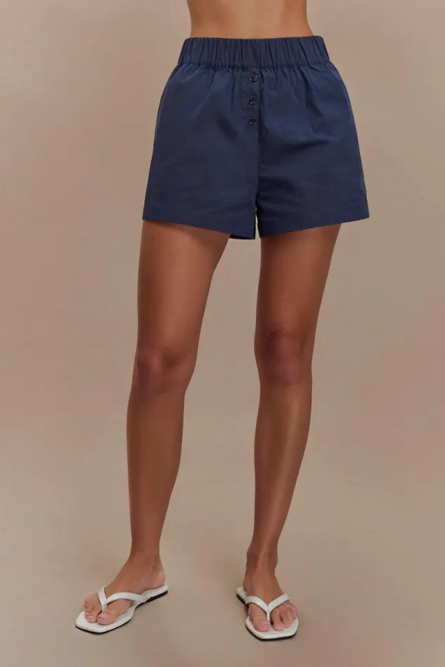Women Meshki Bottoms Johanna Cotton Relaxed Shorts 8211 Navy