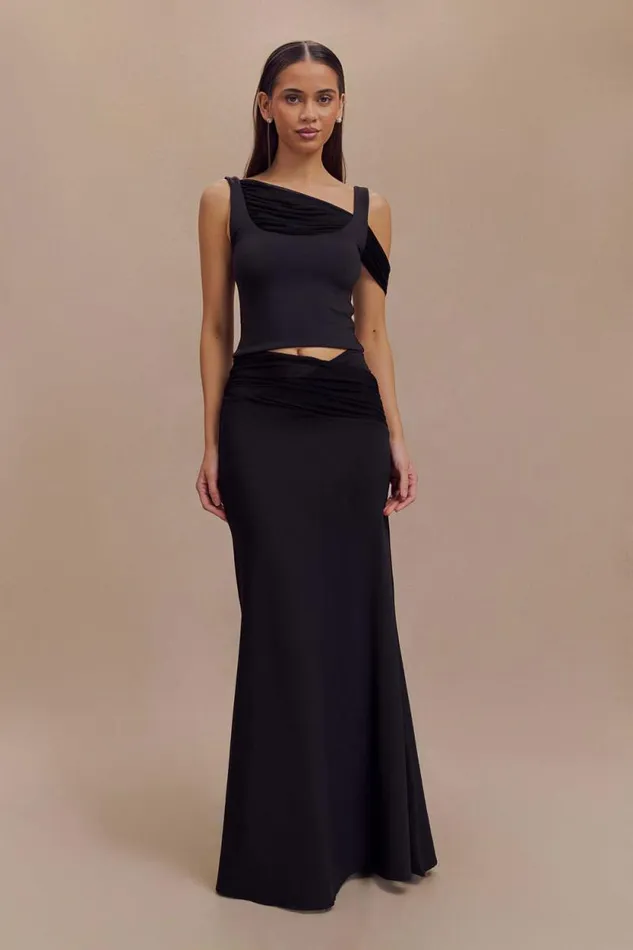 Women Meshki Bottoms Jules Recycled Nylon And Mesh Maxi Skirt 8211 Black