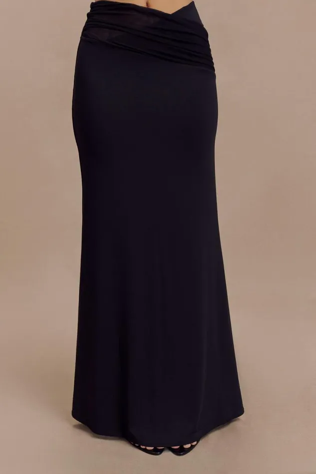 Women Meshki Bottoms Jules Recycled Nylon And Mesh Maxi Skirt 8211 Black