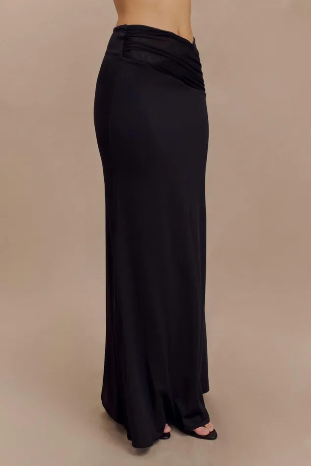 Women Meshki Bottoms Jules Recycled Nylon And Mesh Maxi Skirt 8211 Black