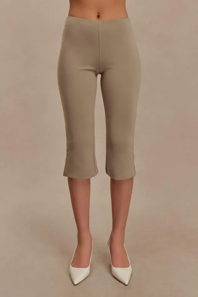 Women Meshki Bottoms Layla Flared Crepe Capri Pants 8211 Mushroom