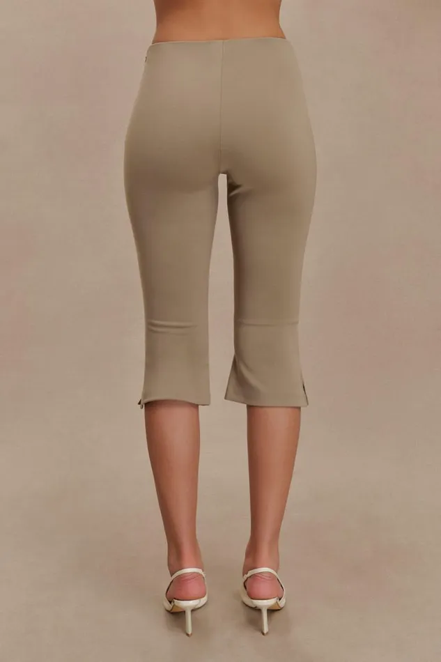 Women Meshki Bottoms Layla Flared Crepe Capri Pants 8211 Mushroom