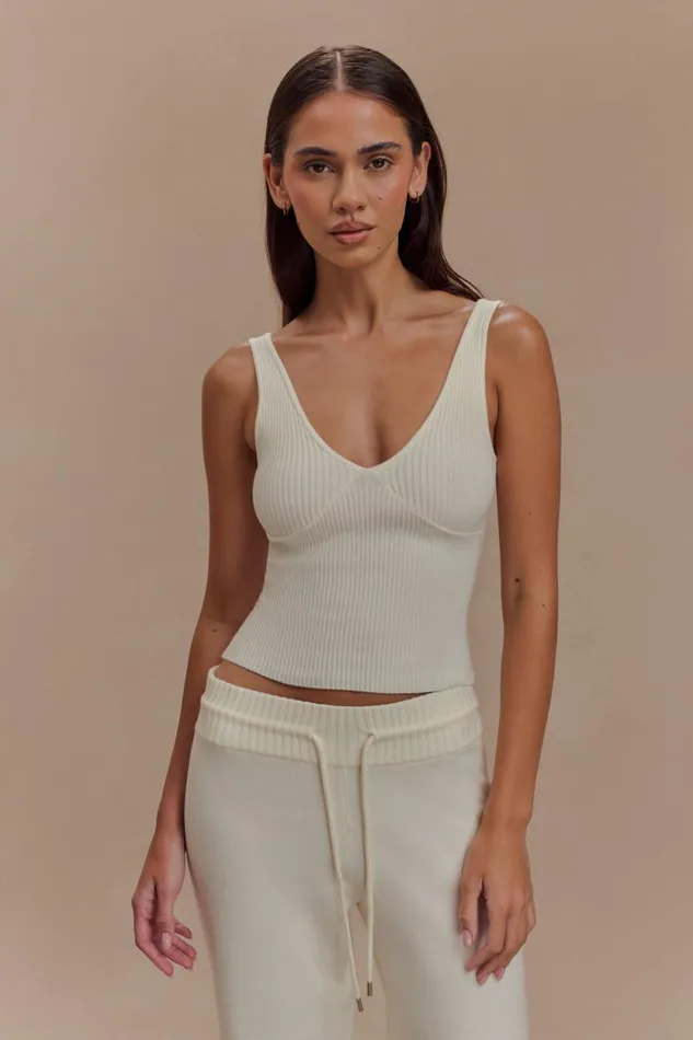 Women Meshki Bottoms Natalya Ribbed Knit Cami Top 8211 Ivory