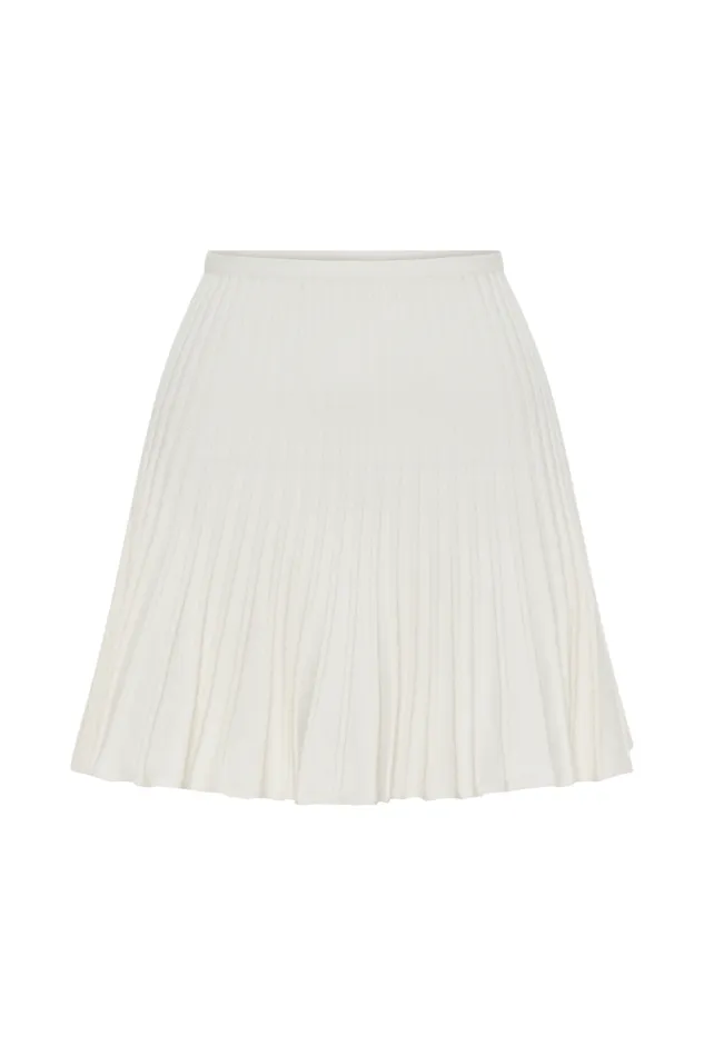 Women Meshki Bottoms Wendy Pleated Knit Mini Skirt 8211 Ivory