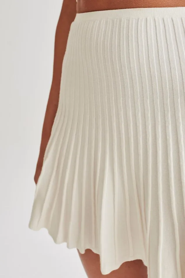 Women Meshki Bottoms Wendy Pleated Knit Mini Skirt 8211 Ivory