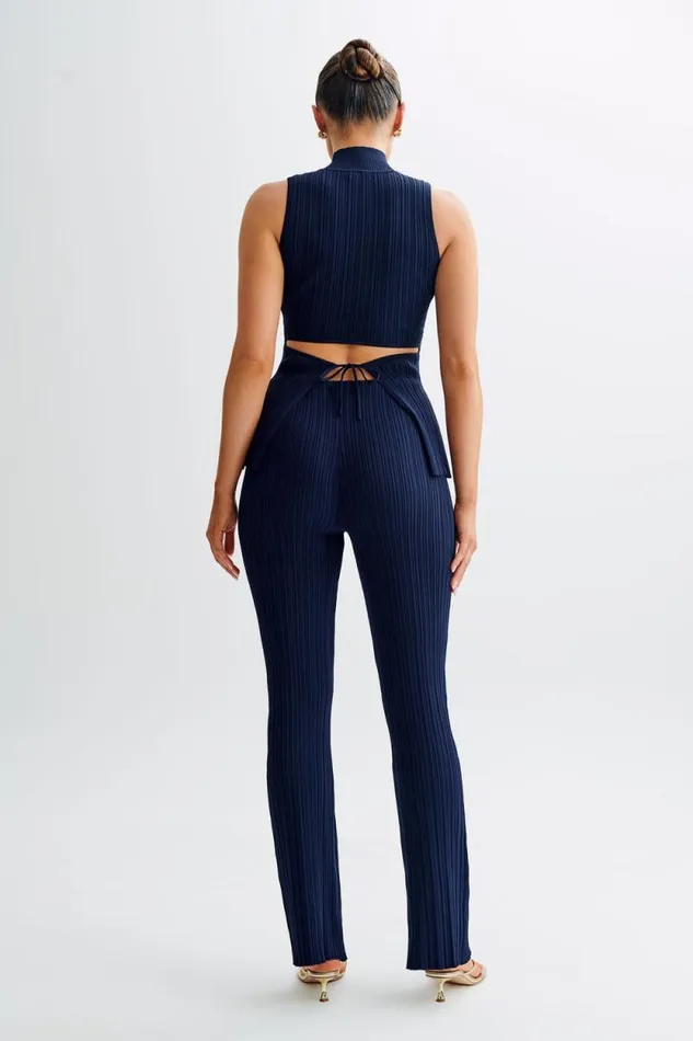 Women Meshki Dresses Chiara Straight Leg Rib Knit Pant 8211 Navy