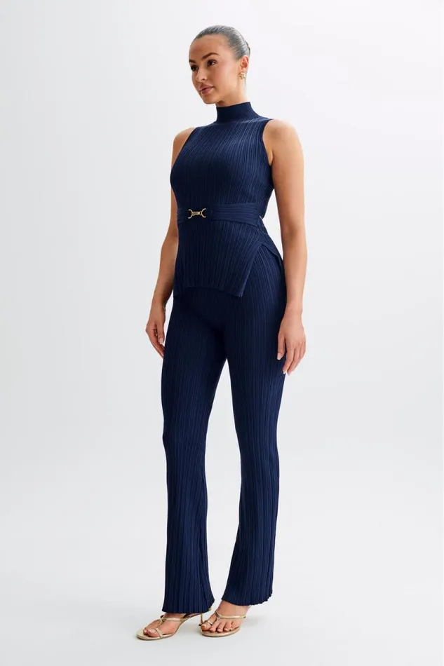 Women Meshki Dresses Chiara Straight Leg Rib Knit Pant 8211 Navy