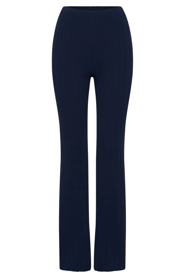 Women Meshki Dresses Chiara Straight Leg Rib Knit Pant 8211 Navy