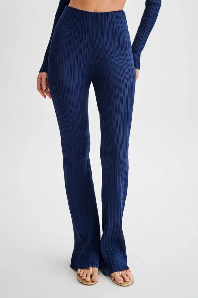 Women Meshki Dresses Chiara Straight Leg Rib Knit Pant 8211 Navy