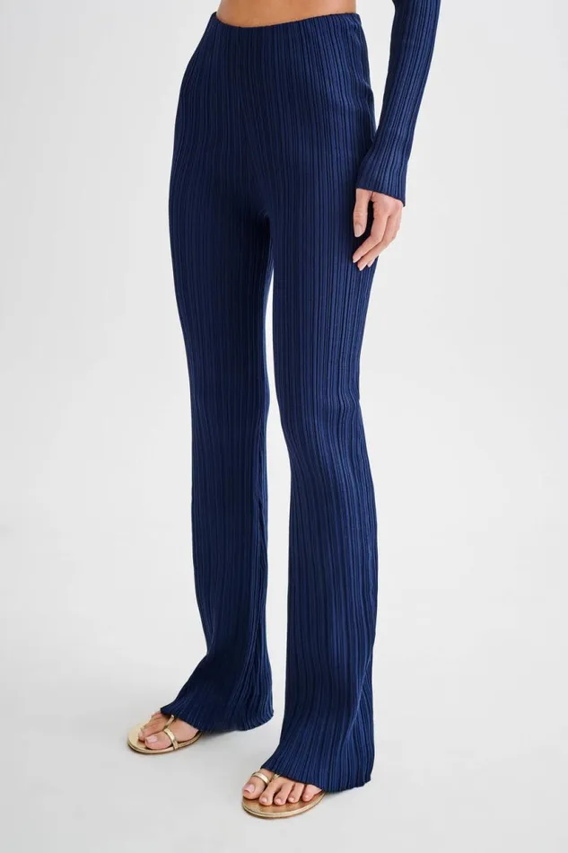Women Meshki Dresses Chiara Straight Leg Rib Knit Pant 8211 Navy
