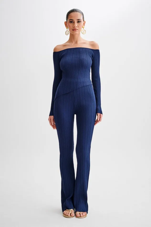Women Meshki Dresses Chiara Straight Leg Rib Knit Pant 8211 Navy
