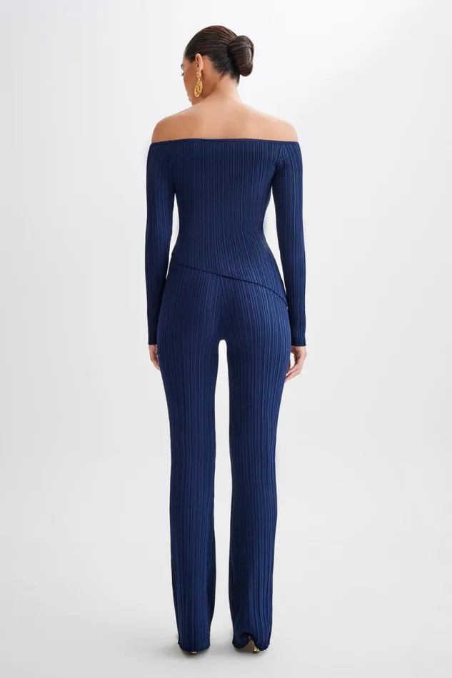 Women Meshki Dresses Chiara Straight Leg Rib Knit Pant 8211 Navy