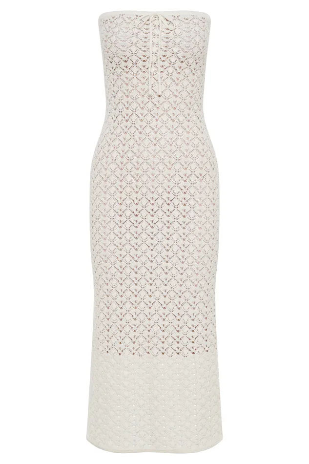 Women Meshki Dresses Delia Strapless Knit Midi Dress 8211 Ivory