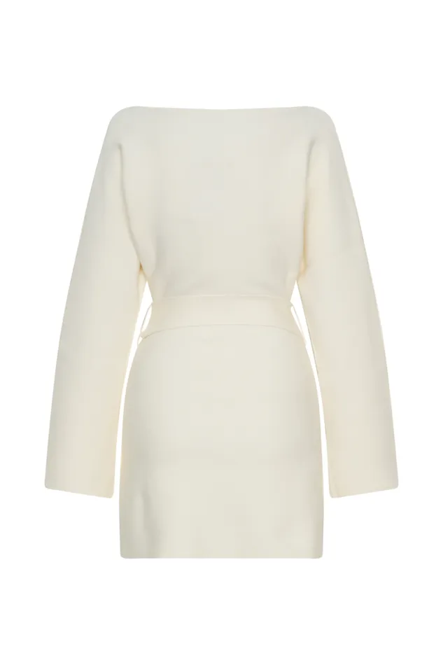 Women Meshki Dresses Kassie Belt Tie Knit Mini Dress 8211 Ivory