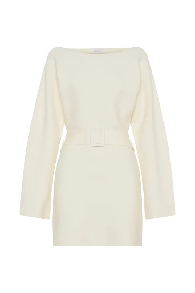 Women Meshki Dresses Kassie Belt Tie Knit Mini Dress 8211 Ivory