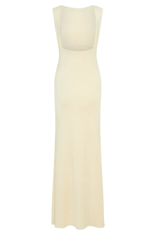 Women Meshki Dresses Malia Slinky Ruched Maxi Dress 8211 Ivory