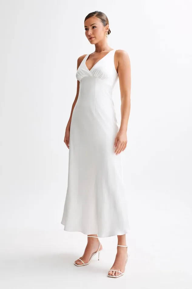 Women Meshki Dresses Meghan Satin Maxi Dress 8211 Ivory