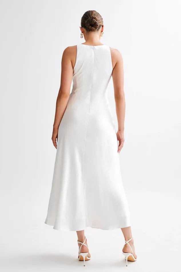 Women Meshki Dresses Meghan Satin Maxi Dress 8211 Ivory