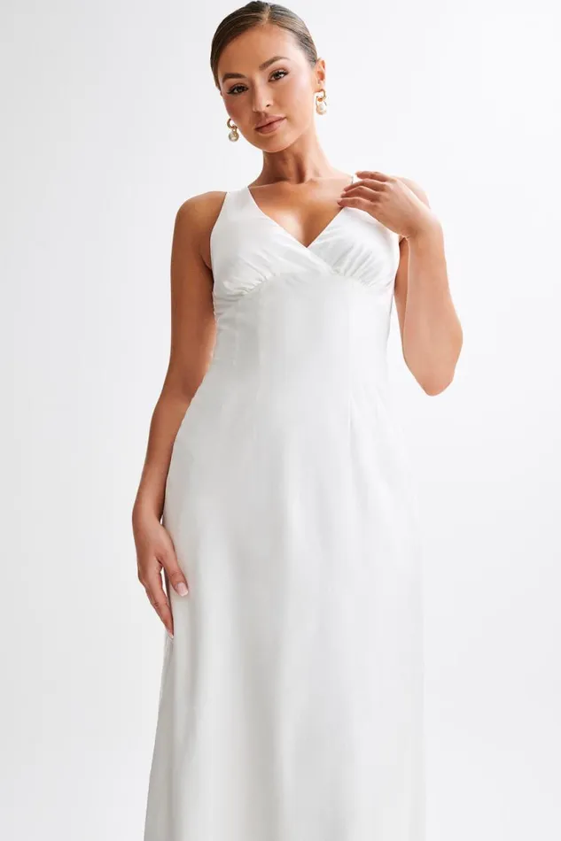 Women Meshki Dresses Meghan Satin Maxi Dress 8211 Ivory