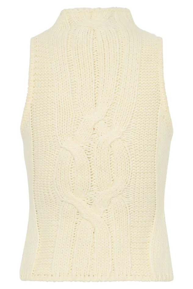 Women Meshki Dresses Roberta High Neck Cable Knit Top 8211 Ivory